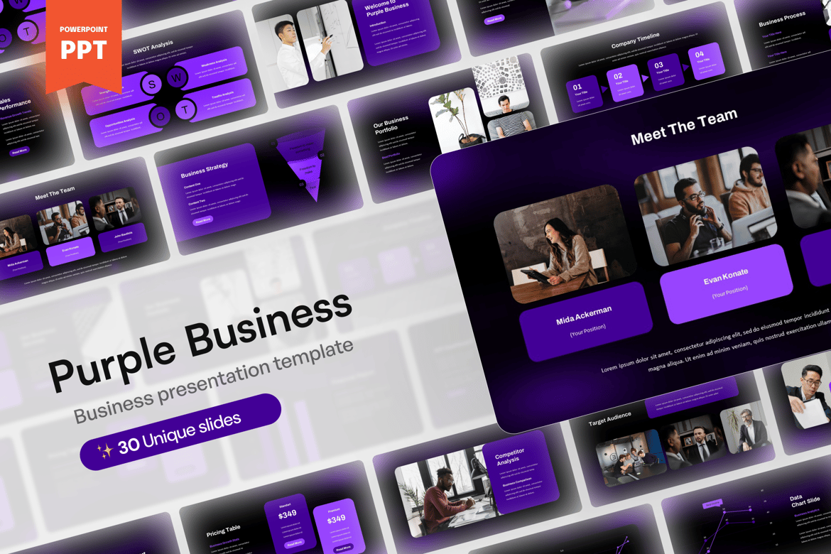 Template Presentasi Bisnis Ungu - PowerPoint Profesional