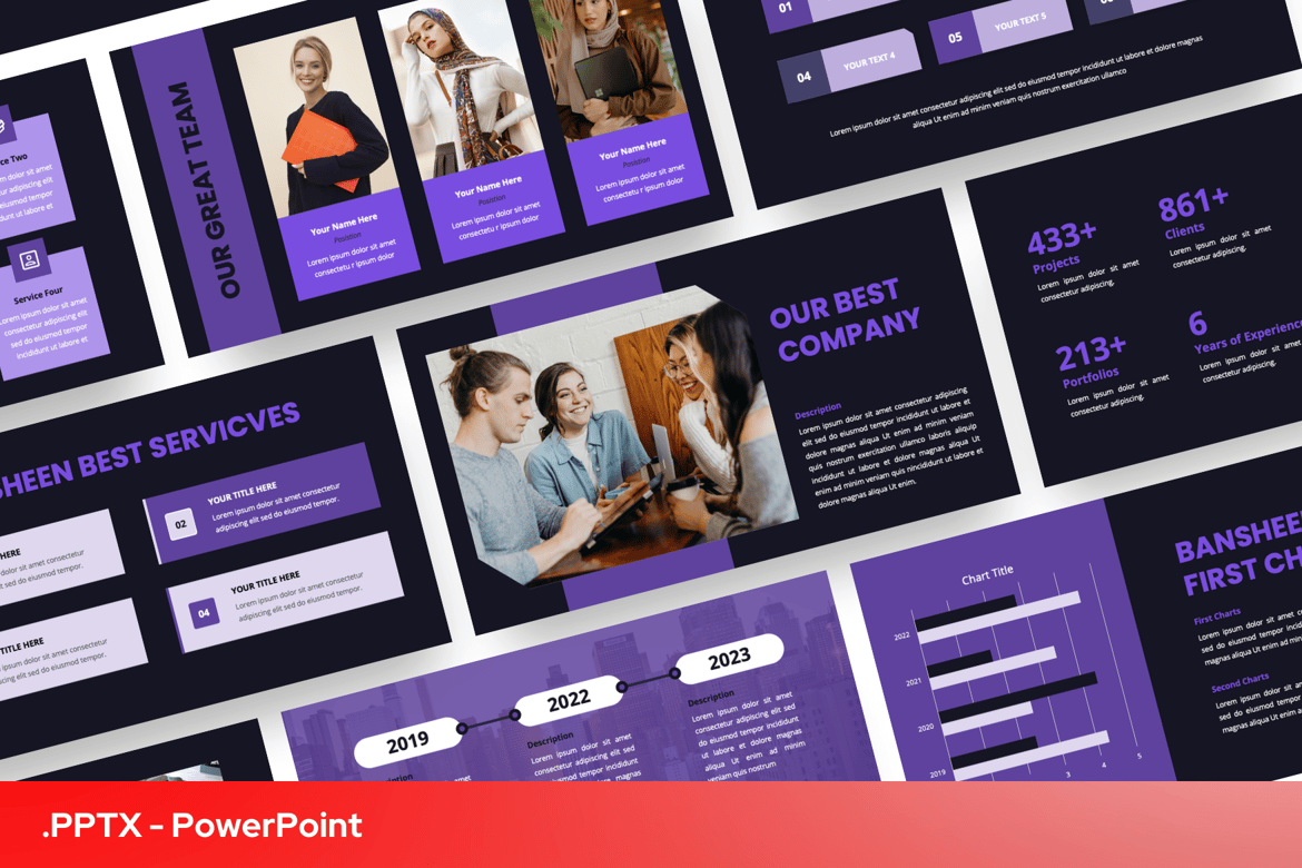 Template Presentasi PowerPoint Bisnis Berwarna Ungu yang Menarik