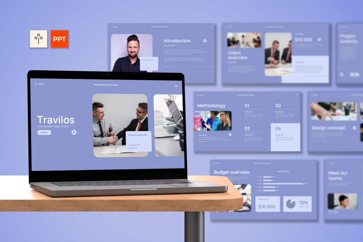 Template Presentasi PowerPoint Proposal Proyek Ungu yang Menarik