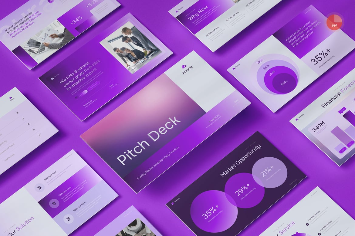 Template Presentasi PowerPoint Ungu yang Menarik