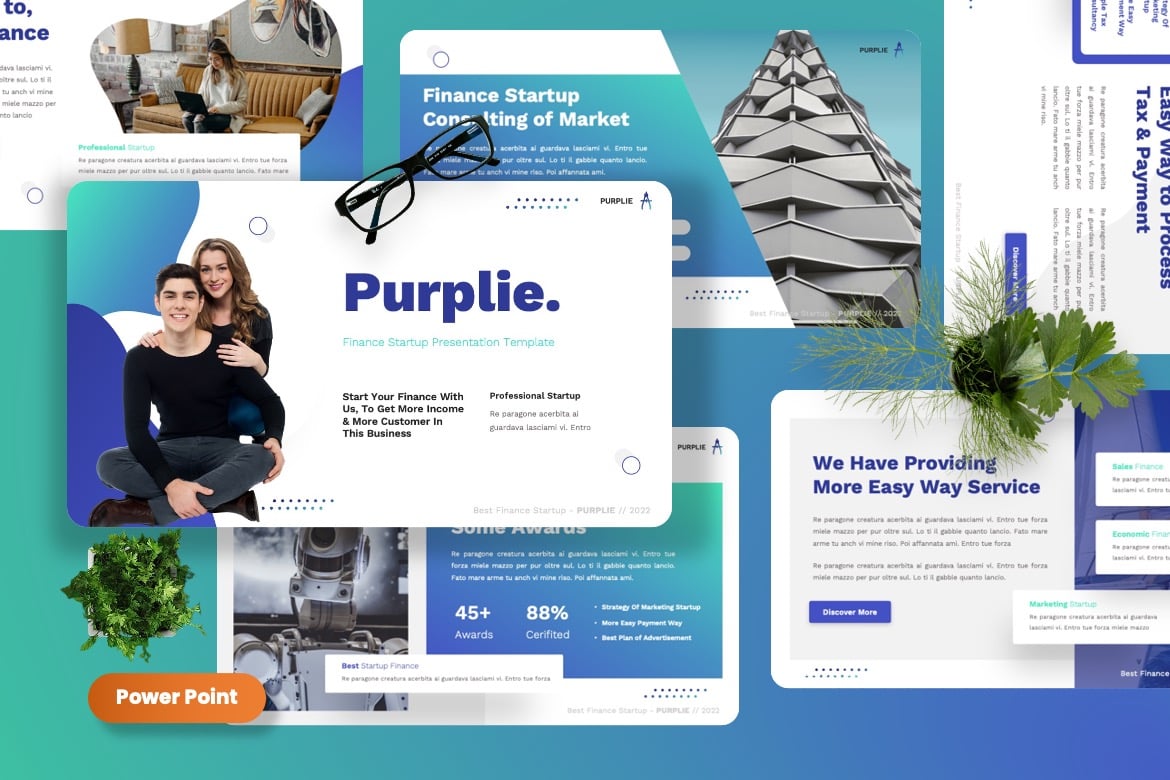 Template Powerpoint Purplie - Solusi Presentasi untuk Startup Keuangan