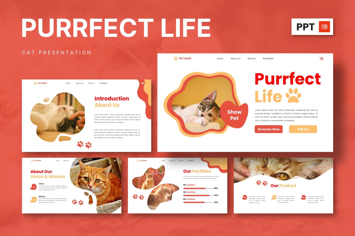 Template Presentasi Purrfect Life - Kucing yang Menggemaskan