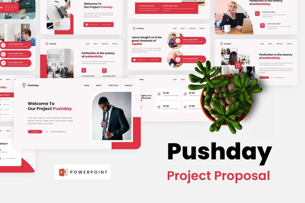 Template Presentasi Bisnis Pushday - Powerpoint yang Modern dan Profesional