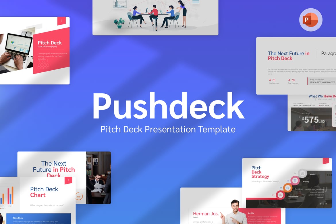 Template PowerPoint Pitch Deck Pushdeck yang Modern dan Elegan