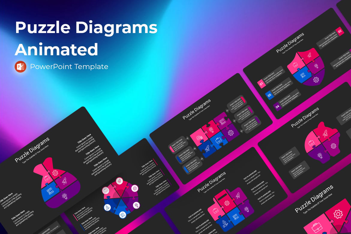 Template PowerPoint Diagram Puzzle Animasi yang Menarik