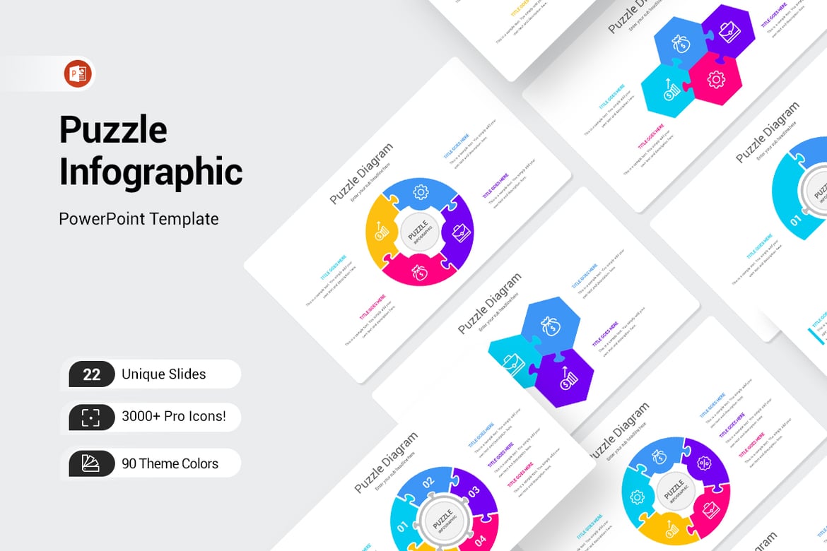 Template PowerPoint Infografis Puzzle yang Menarik