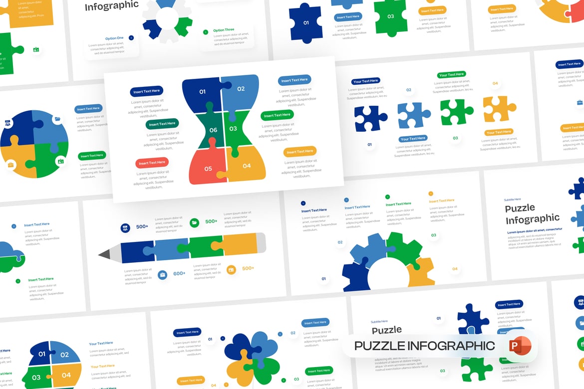 Template PowerPoint Infografis Puzzle yang Menarik