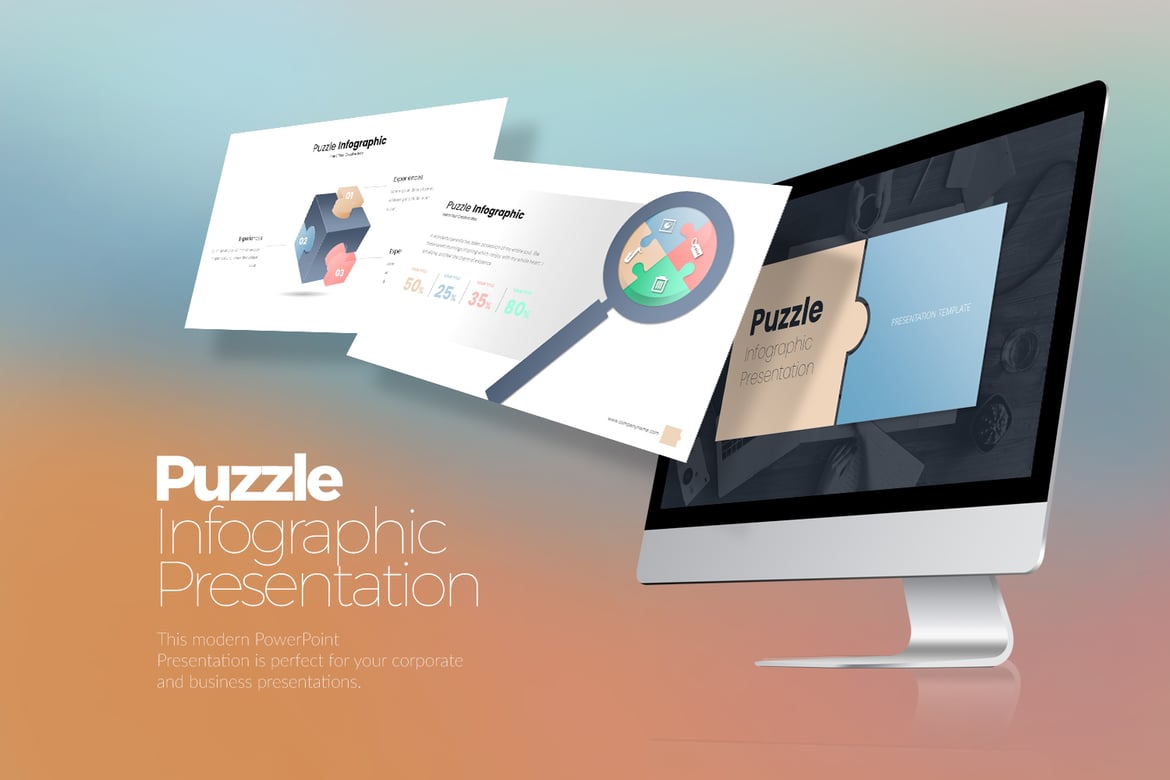 Template Presentasi PowerPoint Infografis Puzzle yang Menarik