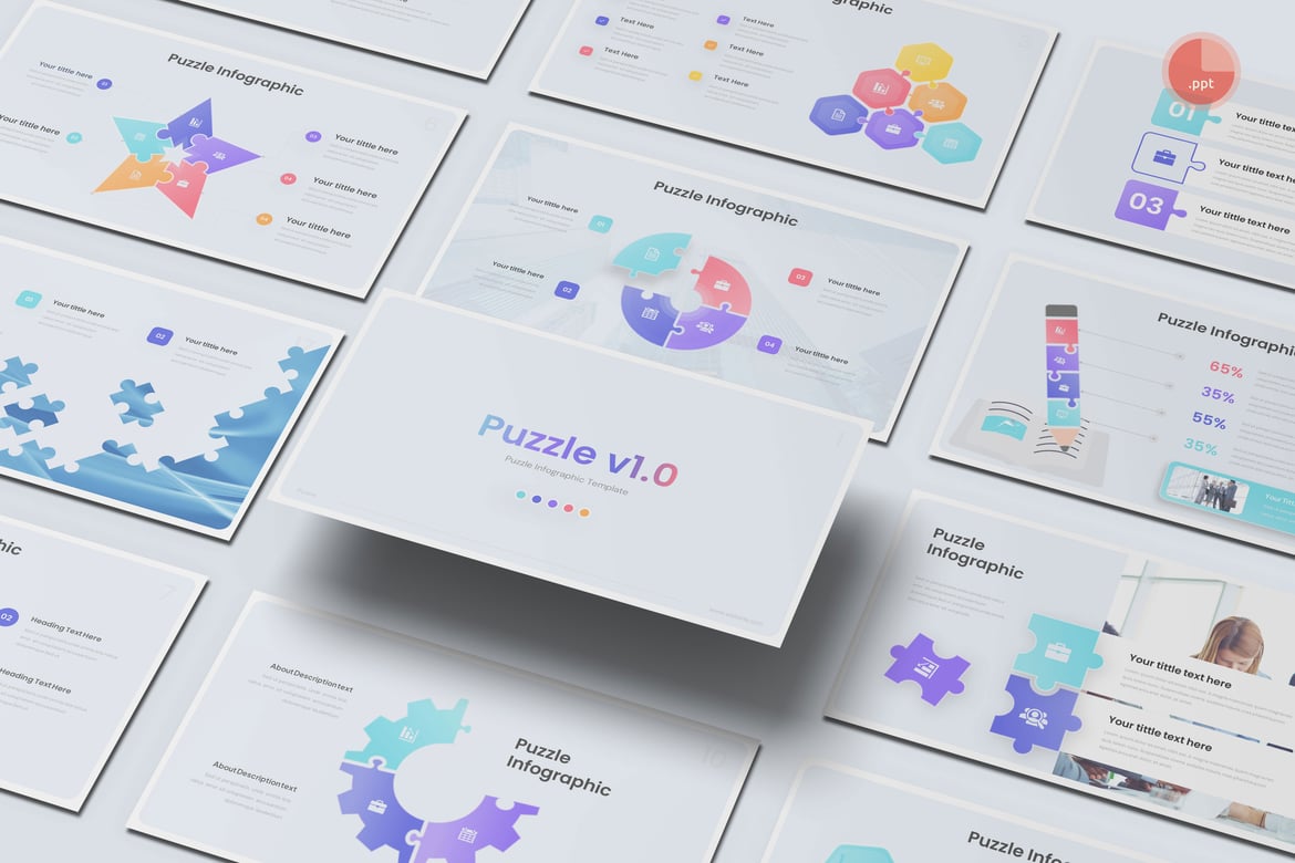 Template Presentasi Infografis Puzzle yang Menarik