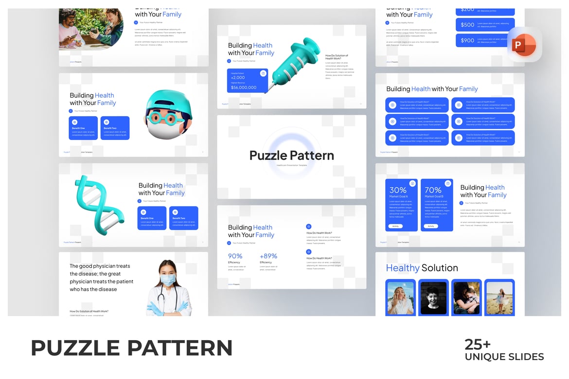 Template Presentasi PowerPoint Infografis Puzzle yang Menarik