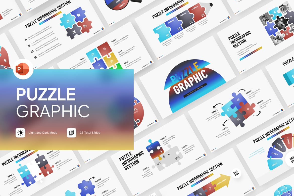 Template PowerPoint Infografis Puzzle yang Menarik