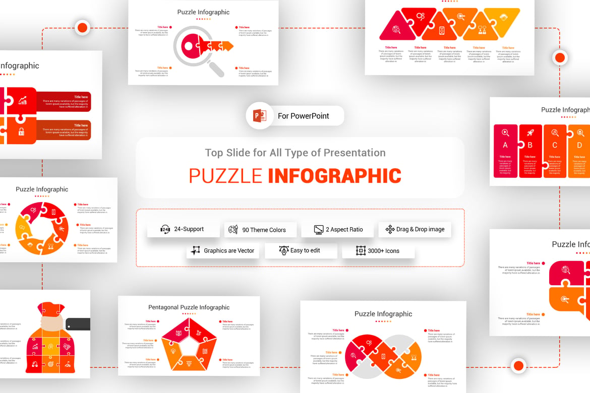 Template PowerPoint Infografis Puzzle yang Menarik dan Multifungsi