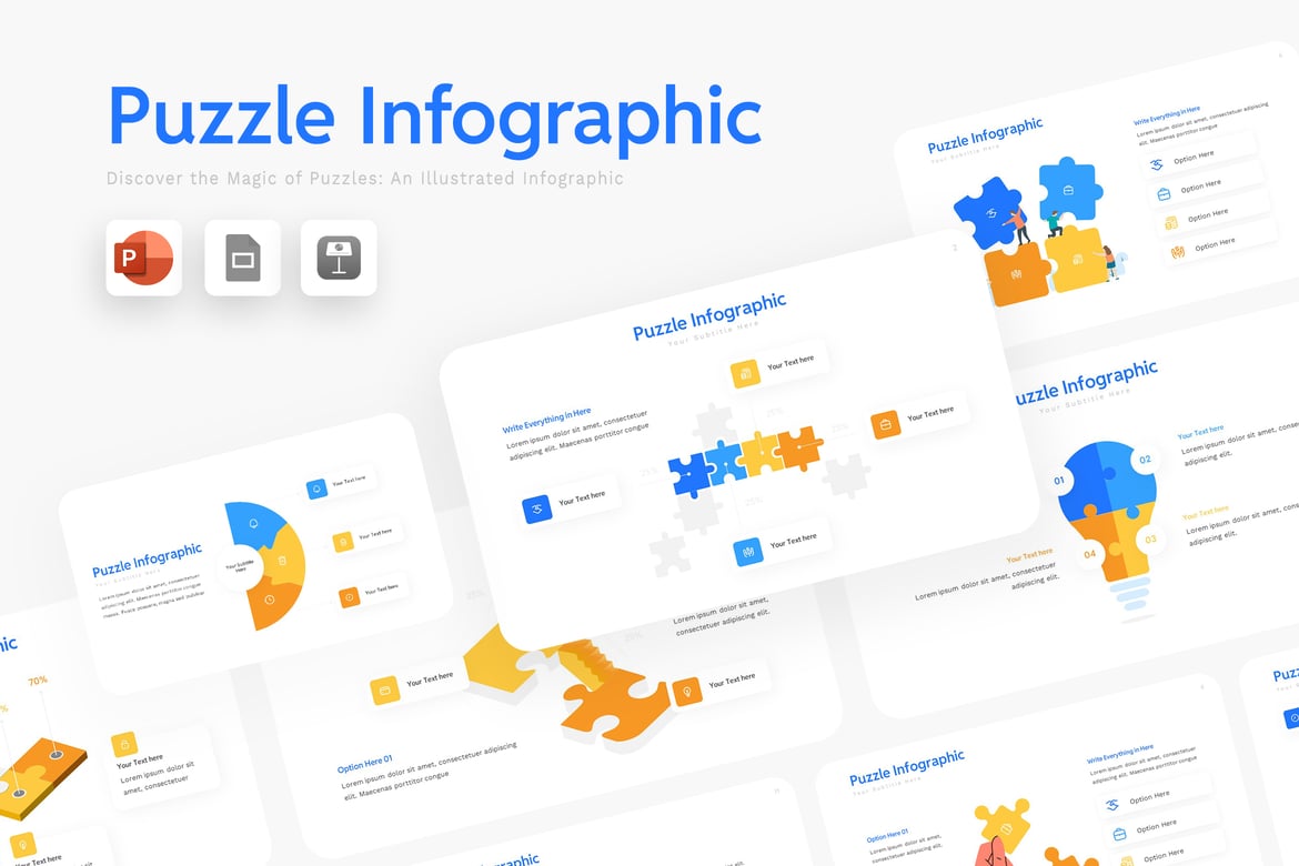 Template Presentasi PowerPoint Infografis Puzzle yang Menarik