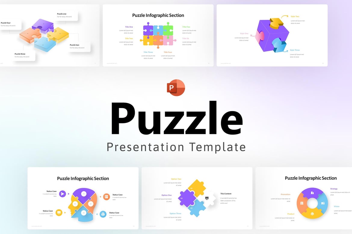 Template PowerPoint Infografis Puzzle yang Menarik