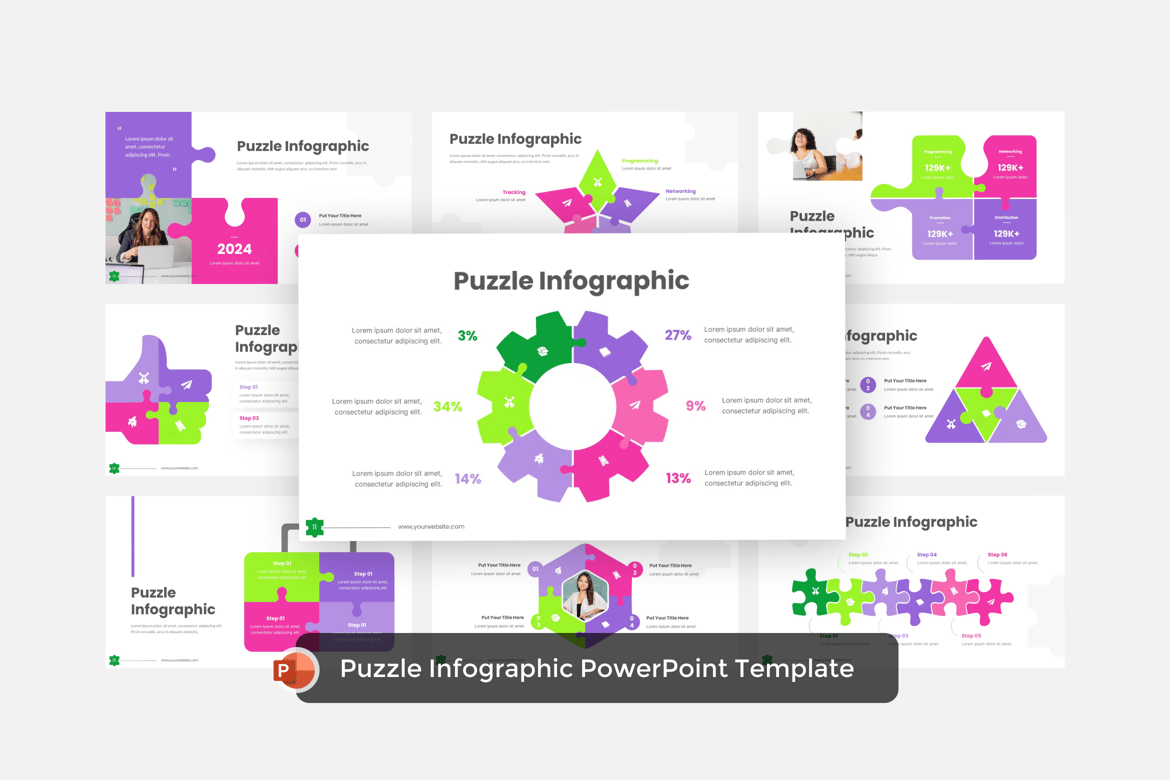 Template Presentasi Infografik Puzzle yang Menarik