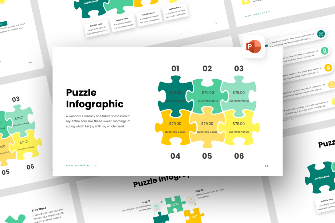 Template Presentasi Infografis Puzzle untuk PowerPoint