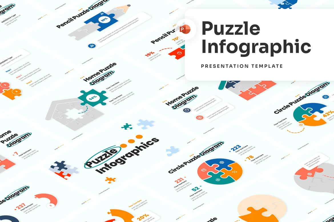 Template Presentasi PowerPoint Infografis Puzzle yang Menarik