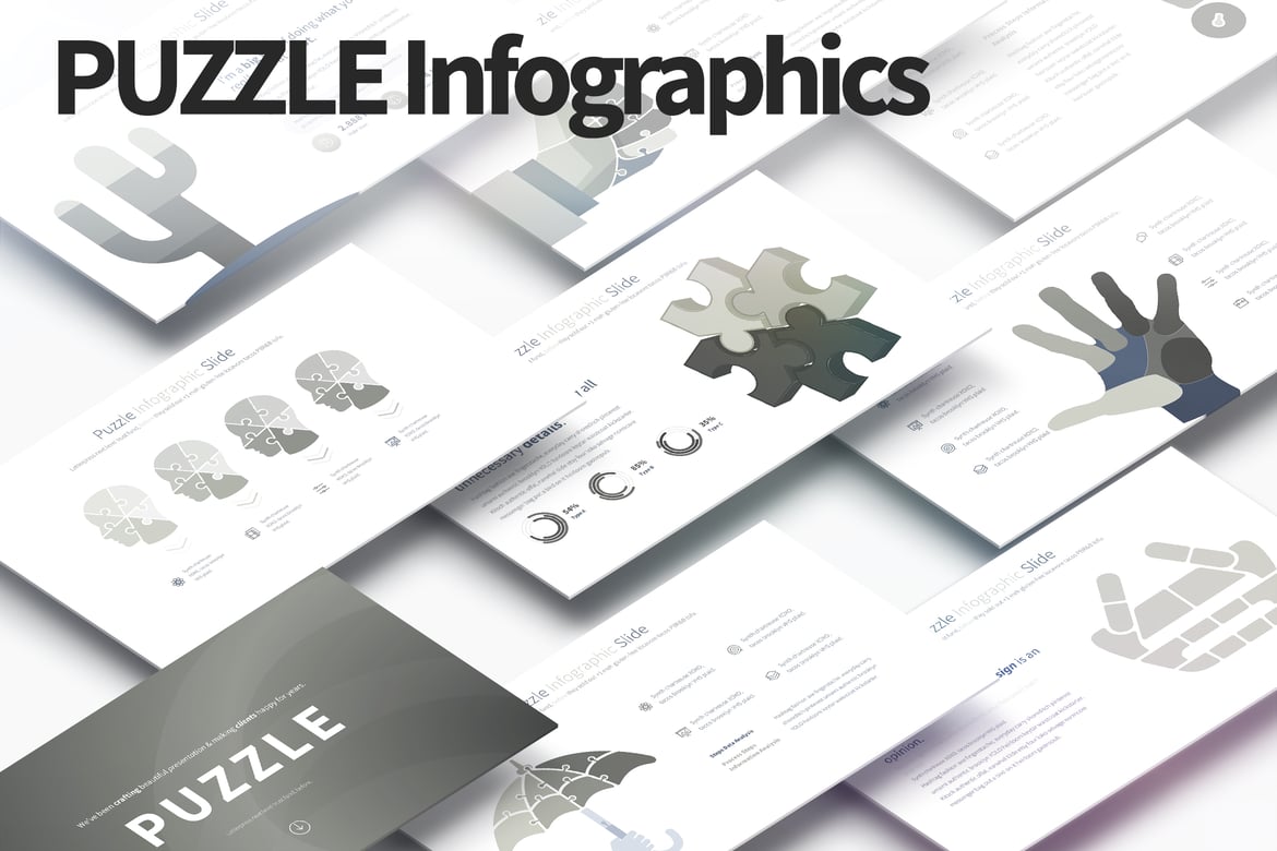 Template Presentasi PowerPoint Infografis PUZZLE yang Menarik