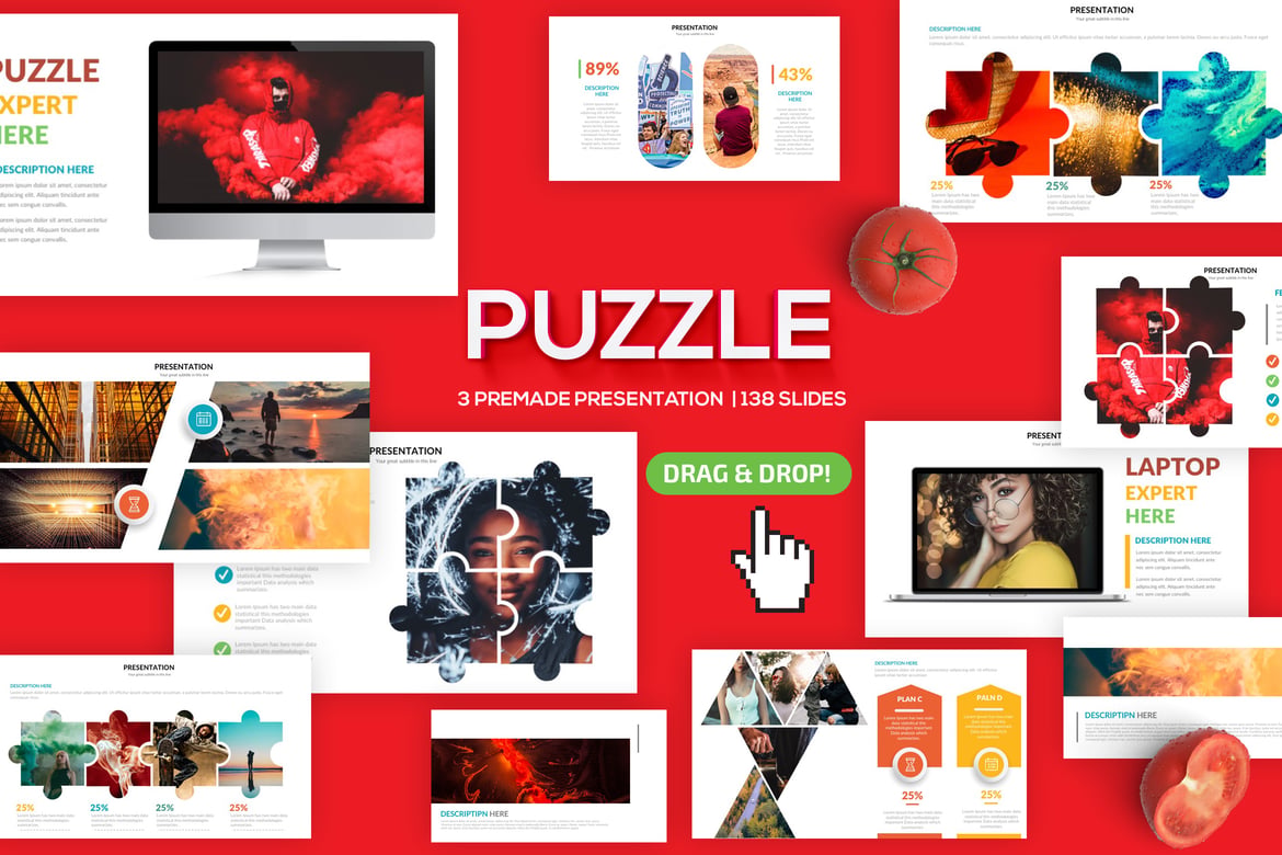 Template Presentasi Powerpoint Puzzle yang Menawan