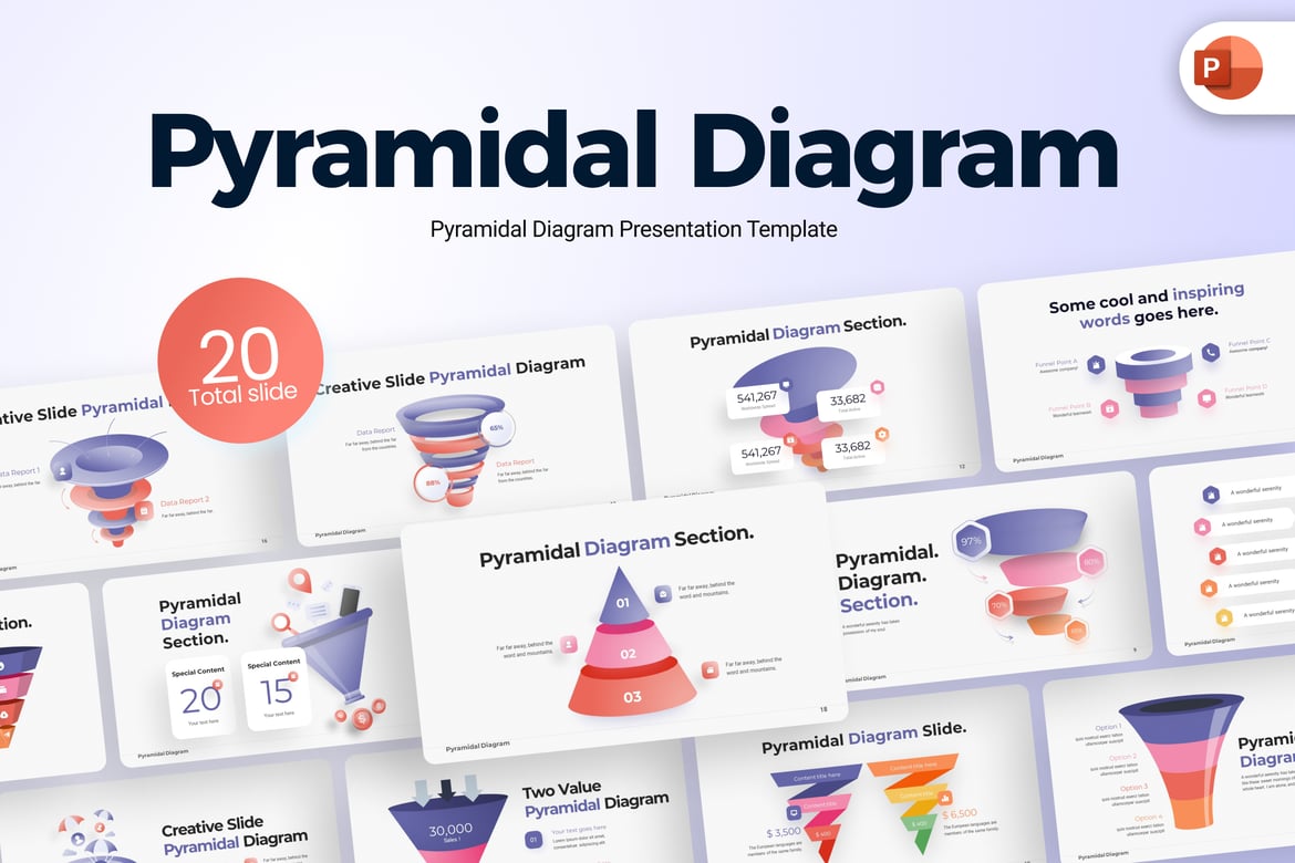 Template Presentasi PowerPoint Diagram Piramida yang Menarik