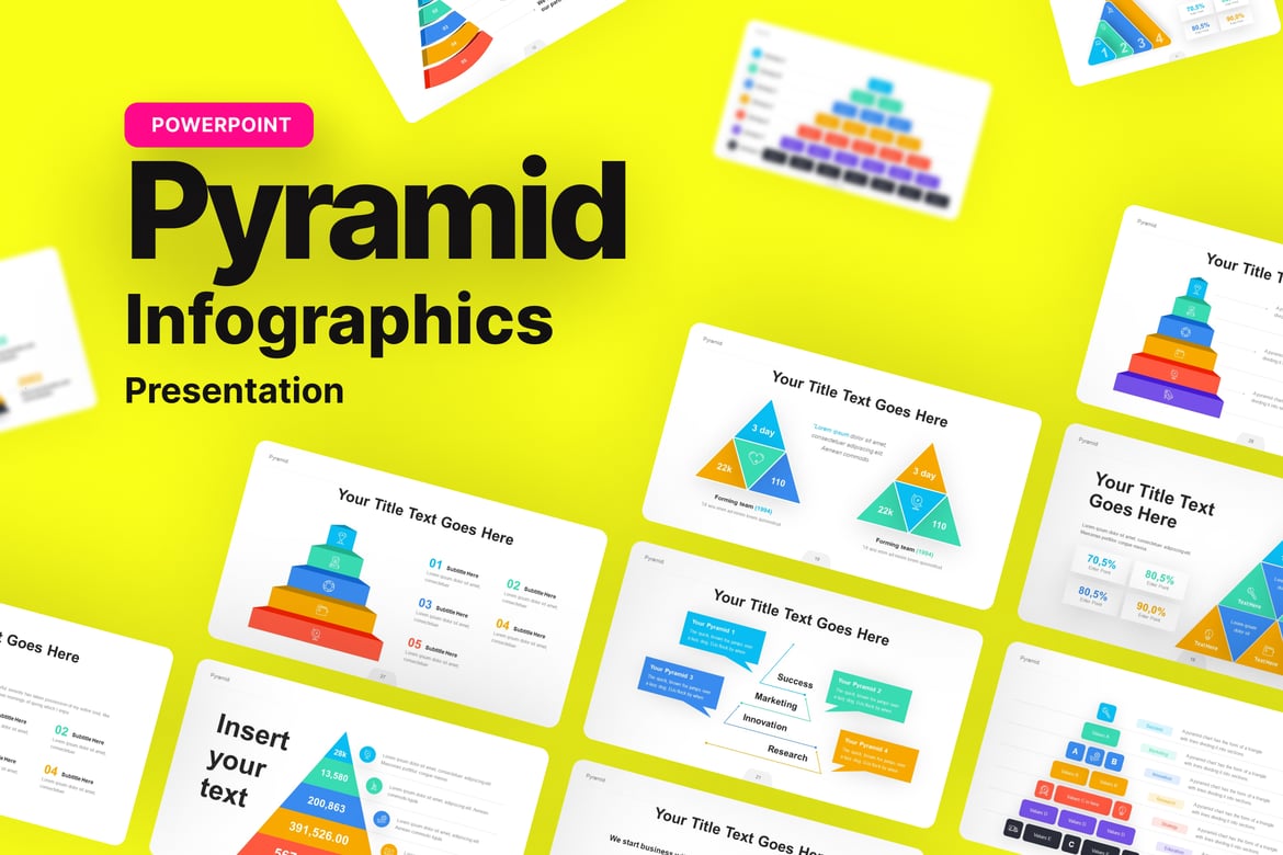 Template Presentasi PowerPoint Infografis Diagram Piramida yang Menarik