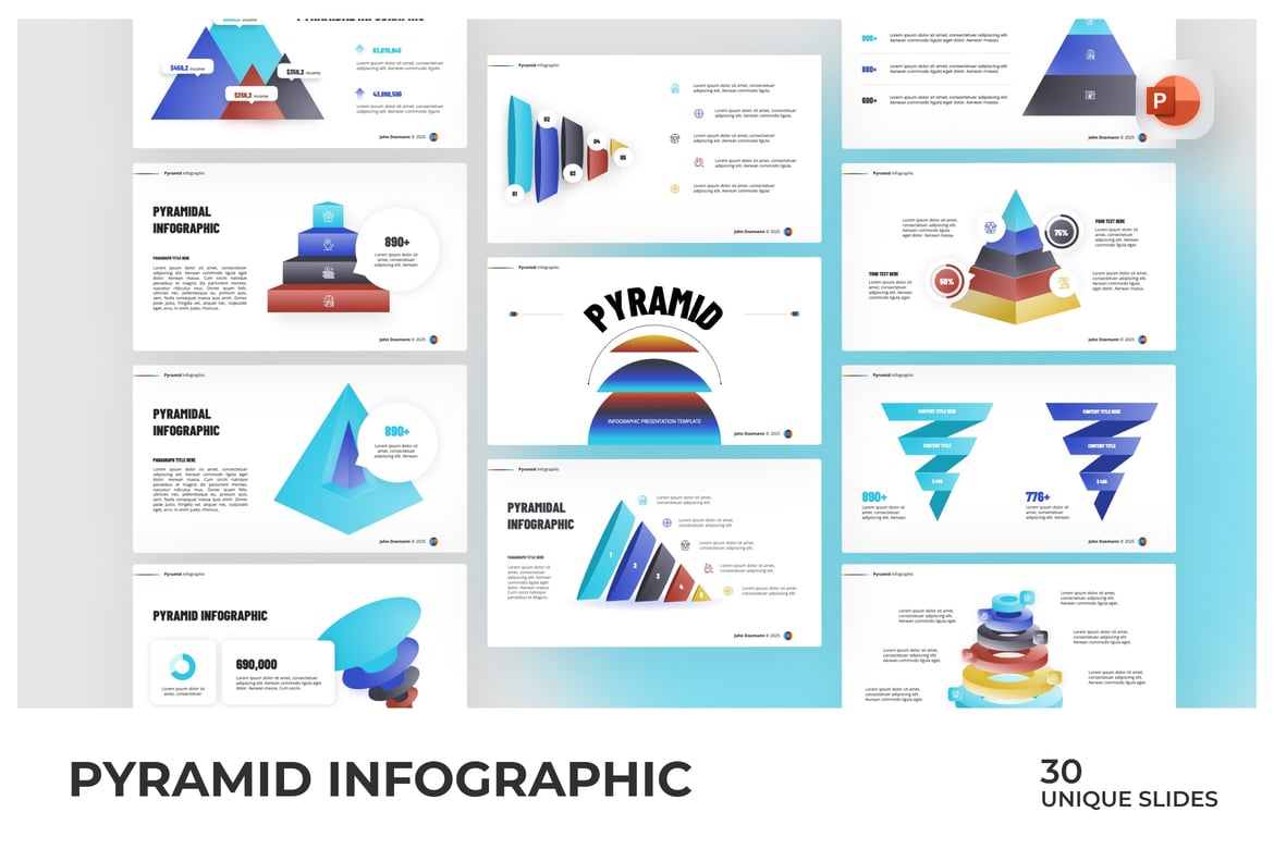 Template Presentasi Infografis Piramida PowerPoint yang Menarik