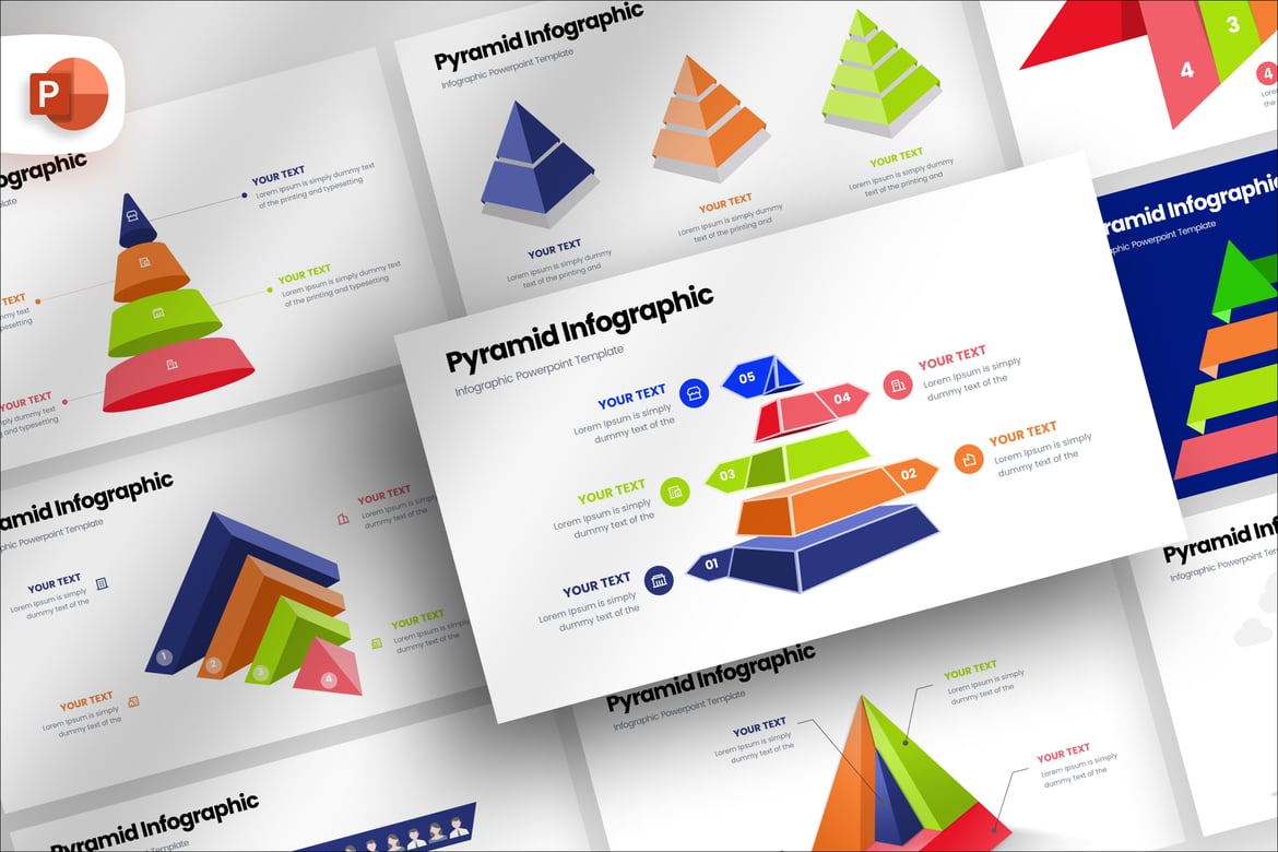 Template PowerPoint Infografis Piramida yang Menarik