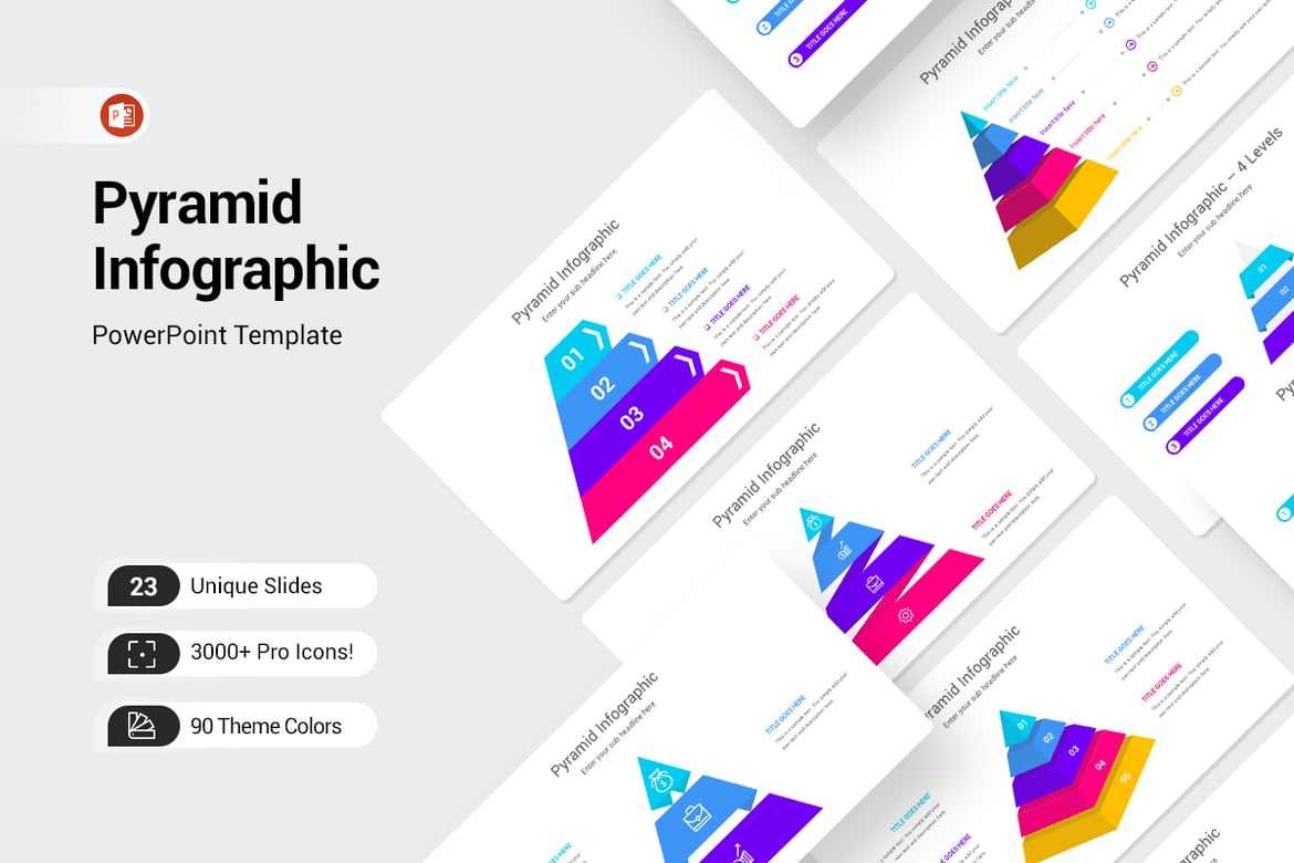 Template Presentasi PowerPoint Infografis Piramida yang Menarik