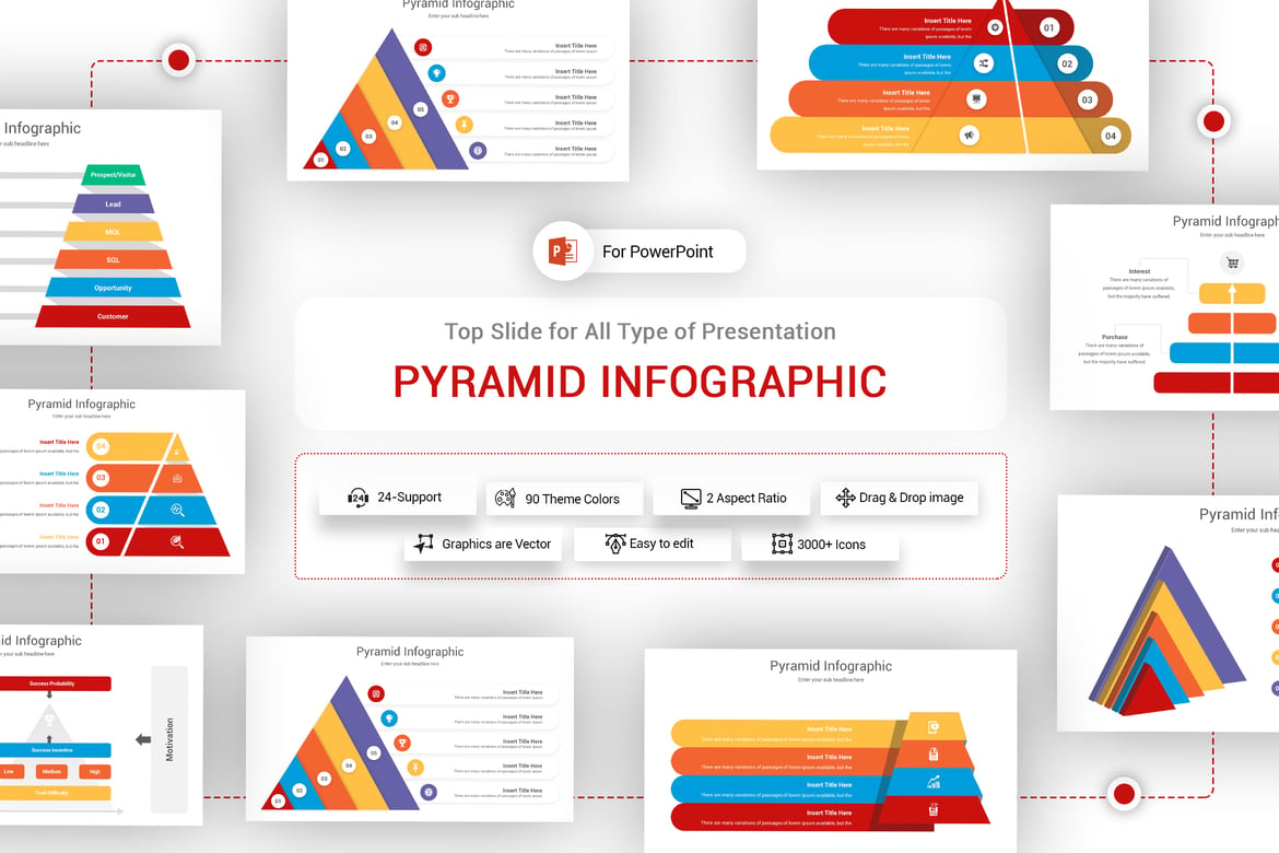 Template PowerPoint Infografis Piramida yang Menarik