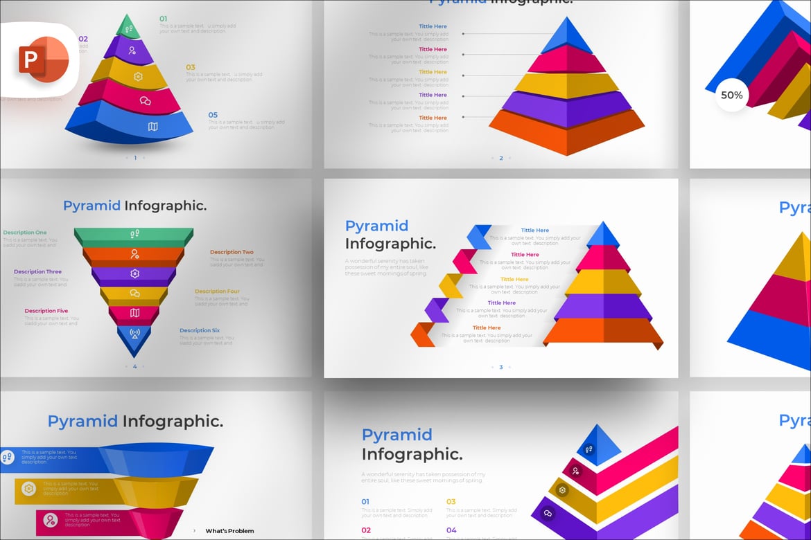 Template Infografis Pyramid untuk Presentasi PowerPoint yang Menarik