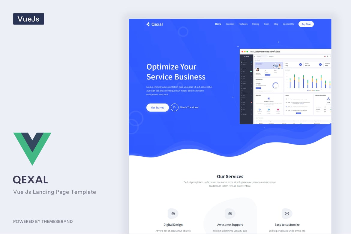 Qexal - Template Website Landing Page Vue Js yang Responsif