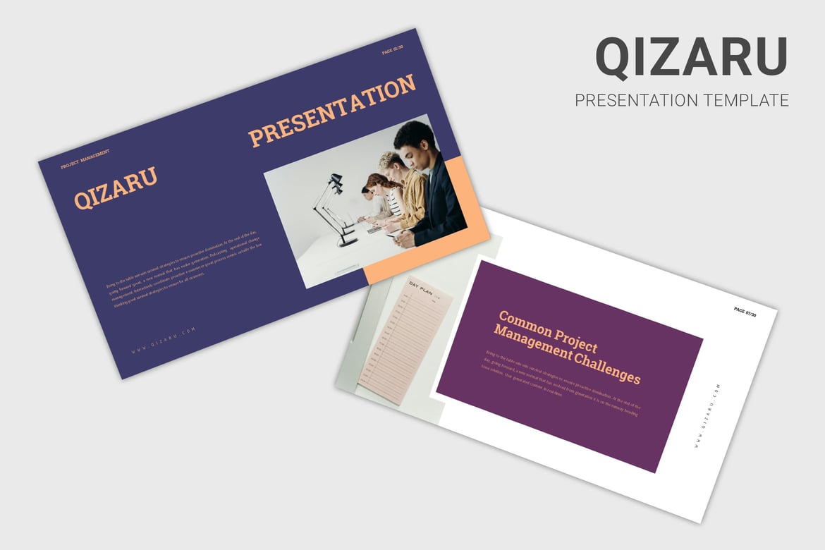 Template PowerPoint Manajemen Proyek Qizaru yang Menarik