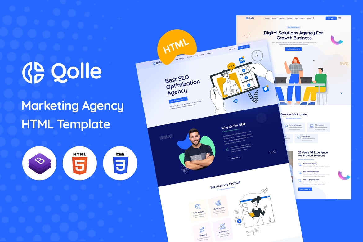 Qolle - Template Website Digital Kreatif yang Modern