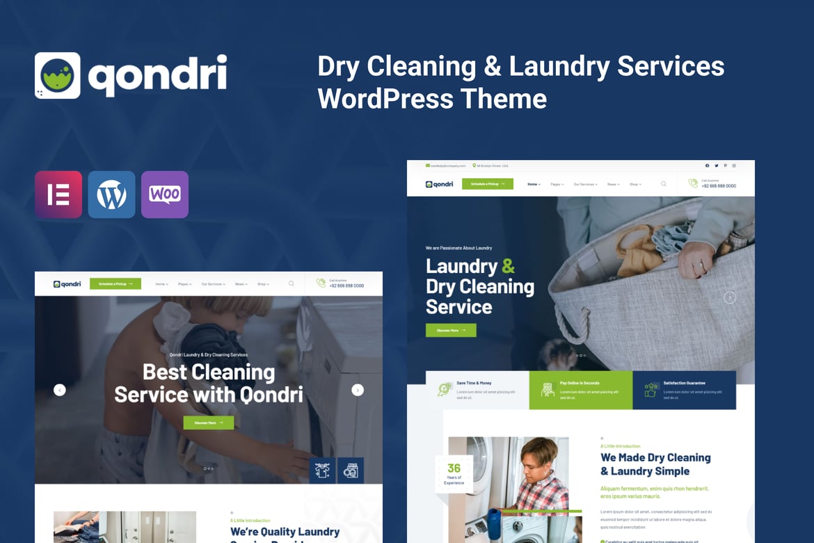 Qondri - Tema WordPress Modern untuk Layanan Laundry dan Dry Cleaning