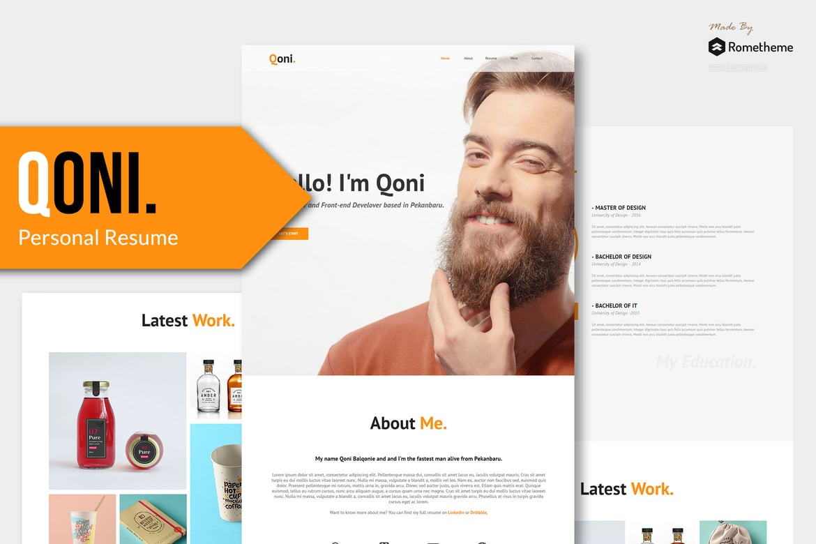 QONI - Template Website Resume Pribadi yang Modern dan Responsif