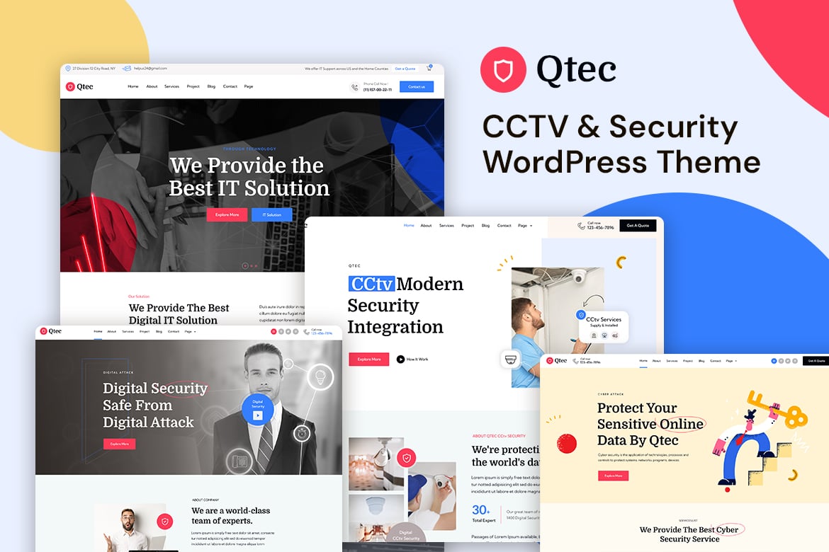 Qtec - Tema WordPress Profesional untuk CCTV & Keamanan