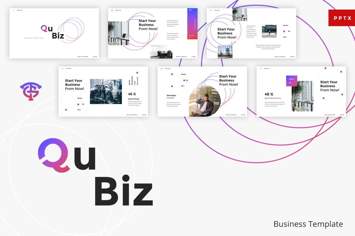 Template Presentasi PowerPoint Qu Biz - Desain Kreatif dan Profesional