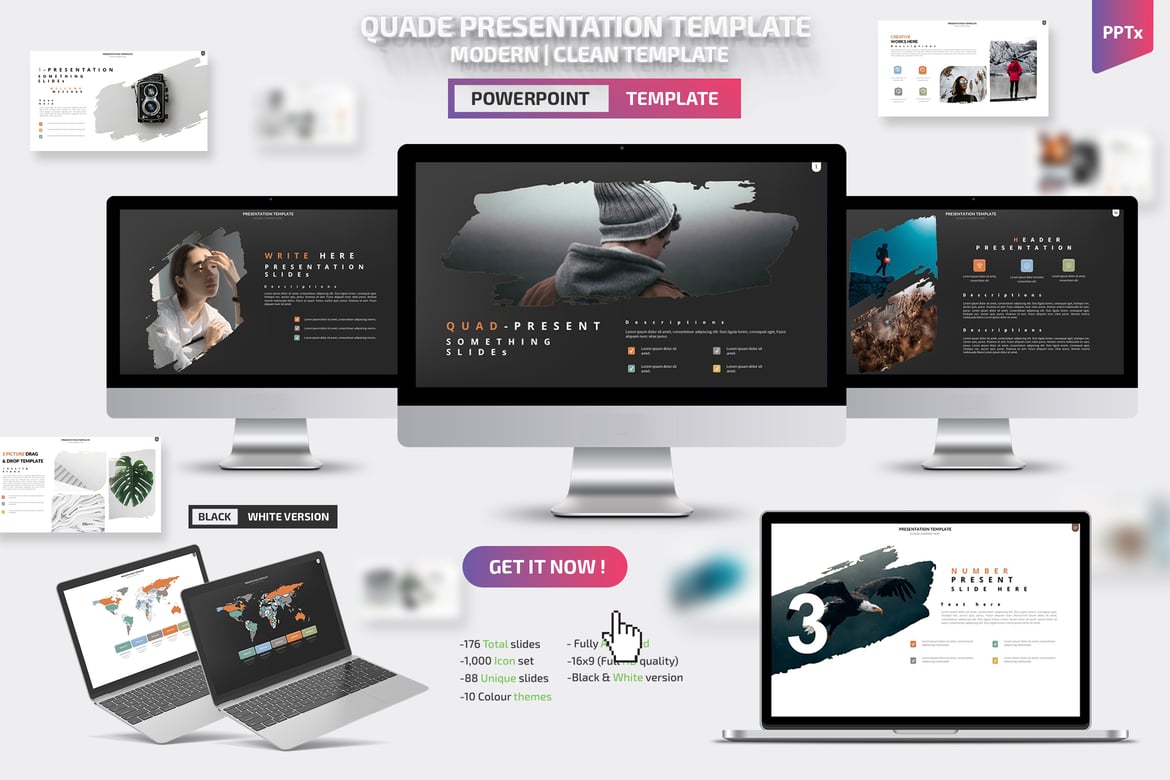 Template Presentasi Powerpoint QUAD yang Menarik dan Profesional