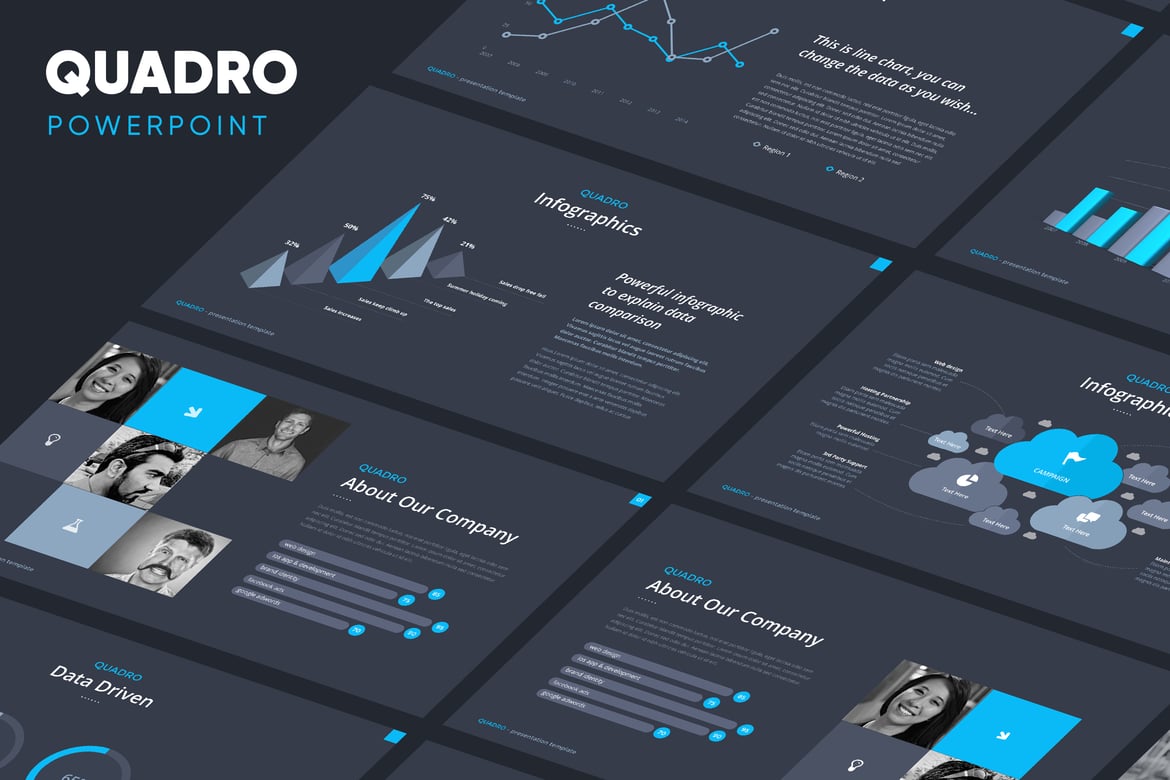 Template Presentasi Powerpoint Quadro untuk Bisnis Modern