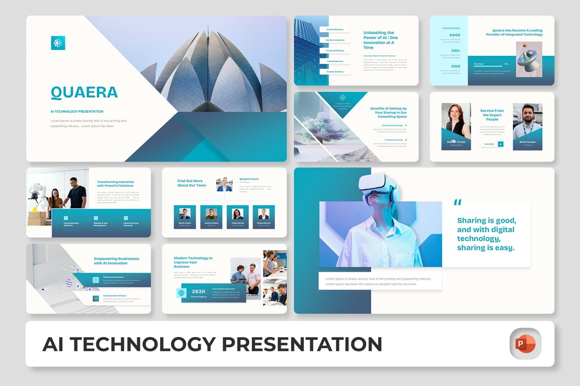 Template Presentasi PowerPoint Quaera - Teknologi AI yang Futuristik