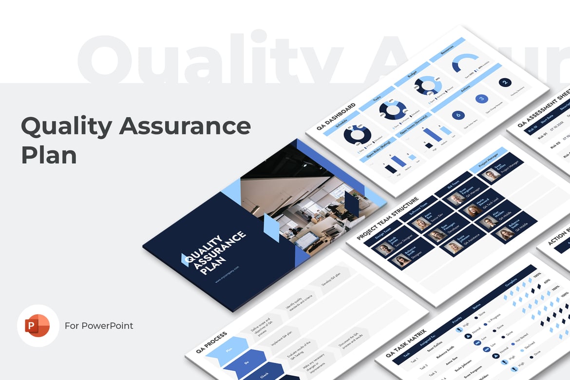 Template PowerPoint Rencana Jaminan Kualitas yang Profesional