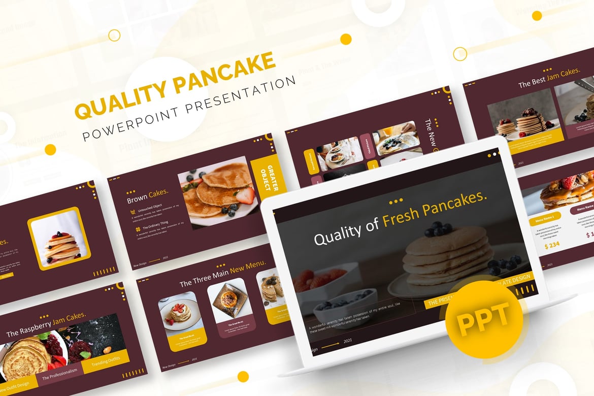Template Presentasi PowerPoint Pancake Segar Berkualitas Tinggi