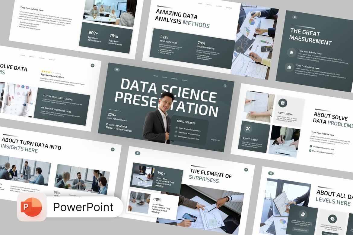 Template PowerPoint Pitch Teknologi Data Science yang Menarik