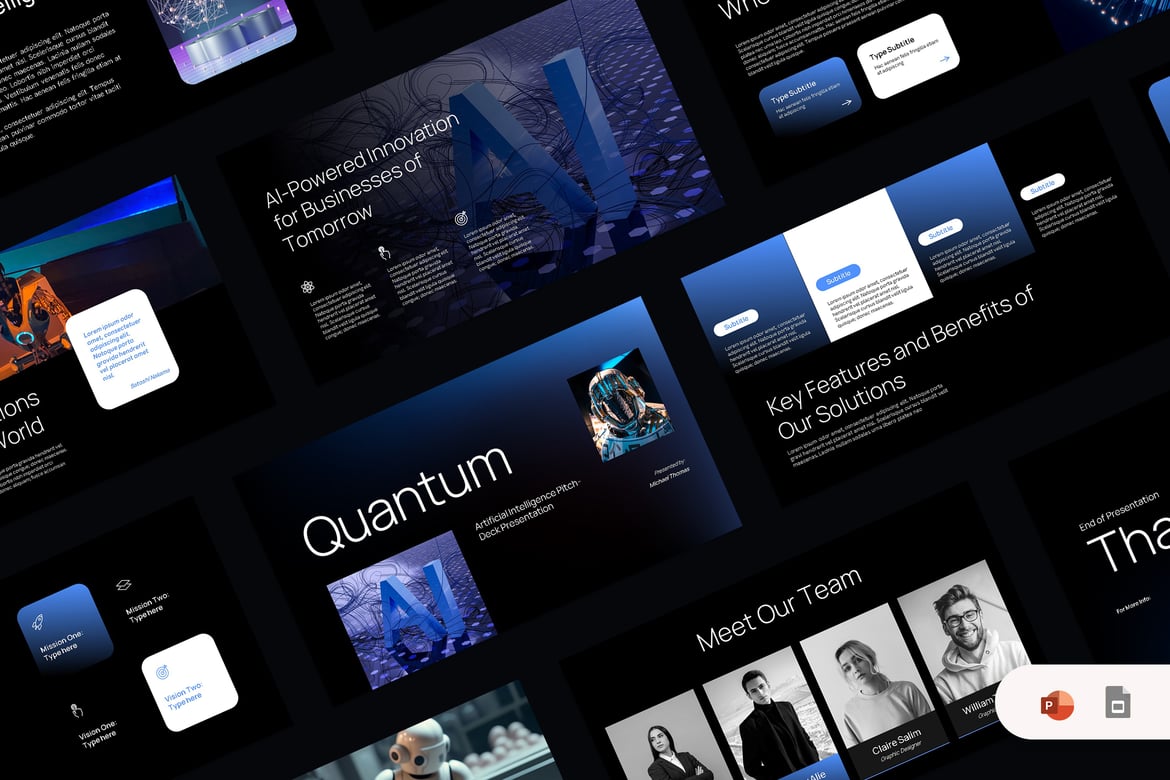 Quantum - Template PowerPoint Pitch Deck Berbasis AI yang Modern