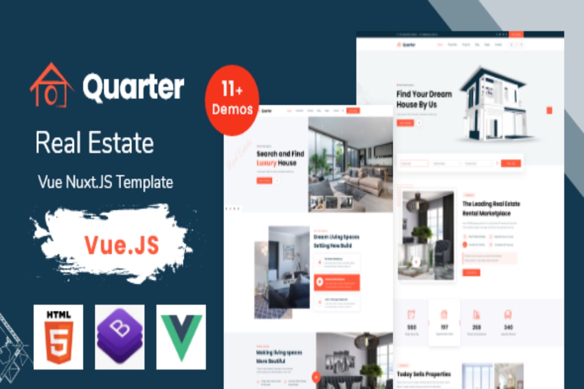 Quarter - Template Website Real Estate Vue Nuxt Js yang Responsif