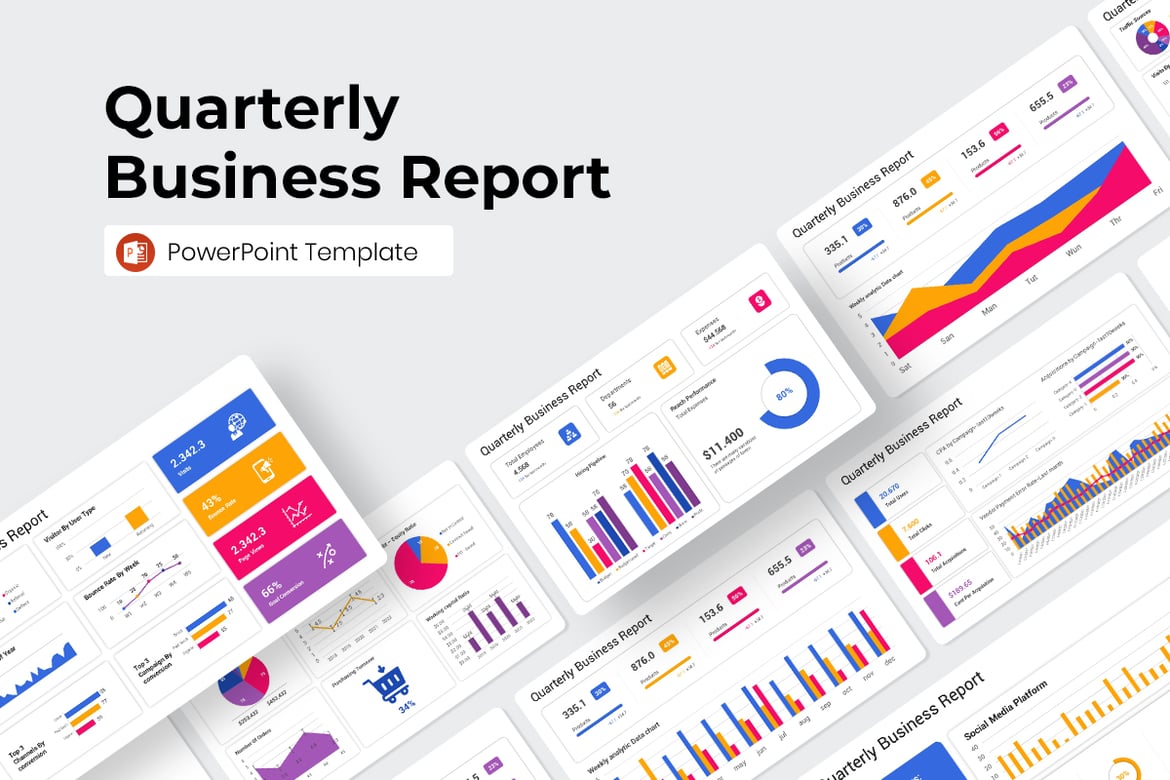 Template PowerPoint Laporan Bisnis Triwulanan yang Menarik