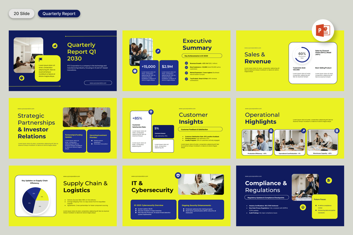 Template PowerPoint Laporan Kuartalan yang Profesional dan Menarik