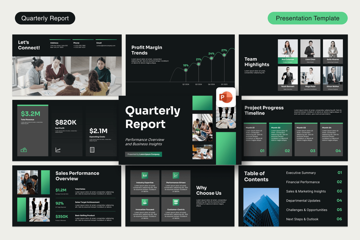 Template Presentasi PowerPoint Laporan Triwulanan yang Profesional