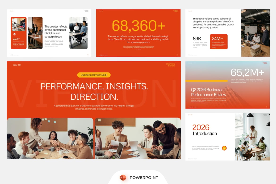 Template Presentasi PowerPoint Tinjauan Kuartalan yang Modern