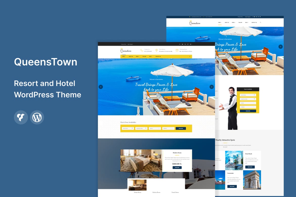 QueensTown: Tema WordPress Resort dan Hotel yang Menawan